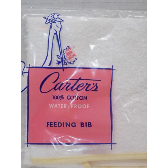 VTG Carter’s Waterproof Cotton Baby Feeding Bib Carters Snap NOS Cat Butterfly - Picture 2 of 5